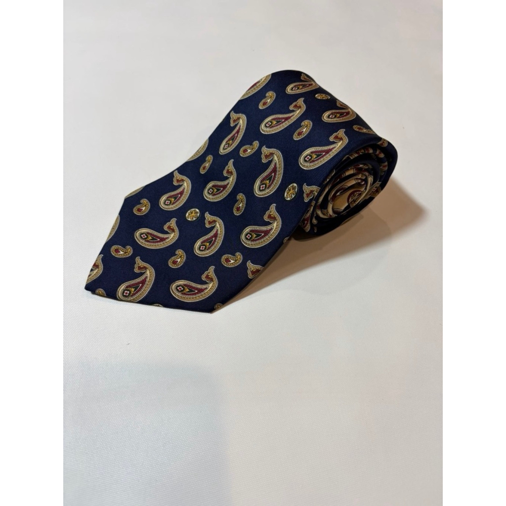 Tommy Hilfiger Silk Tie Navy Paisley Preppy Classic Designer Necktie